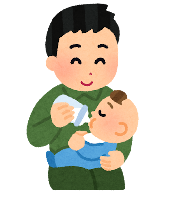 젖병으로 수유하고 있는 아버지 일러스트