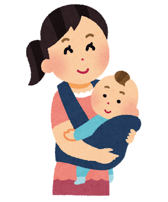 아기띠하고 있는 엄마 일러스트