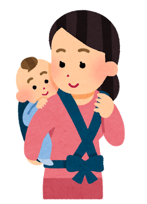 등에 메는 끈을 사용하는 엄마 일러스트