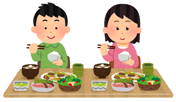 식사를하는 남녀의 그림