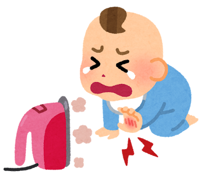 다리미로 화상을 입은 아기의 그림