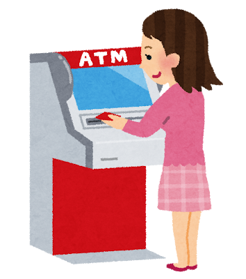 ATM을 사용하는 사람의 일러스트